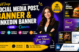 design professional banner for linkedin, yt, fb and social media design