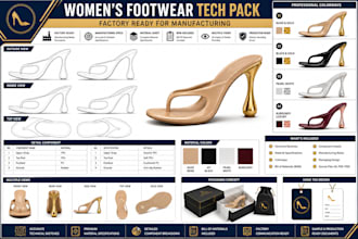 design women footwear tech pack sandal heel shoe design for manufacturing