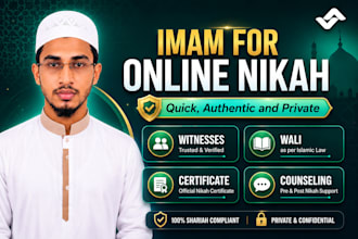 officiate online nikah, provide witnesses, wali and official certificate
