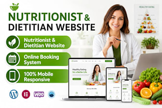 design a wordpress nutritionist website or dietitian website with booking