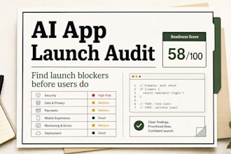 audit your ai built app pre launch and give you a risk ranked readiness report