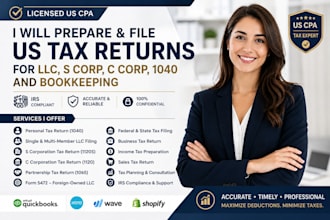prepare and us tax return for personal llc s corp c corp bookkeeping