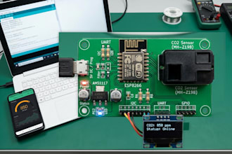 develop esp8266, co2 monitoring, sensor pcb and iot hardware