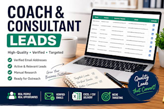 research emerging coaches and consultants with verified emails