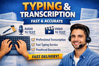 audio and video transcription  fast typing