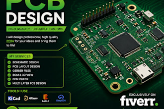 design professional pcb layouts, schematics, and manufacturing files