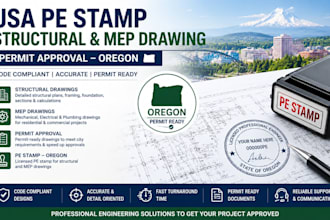 do USA pe stamp, structural and mep drawing for oregon permit approval