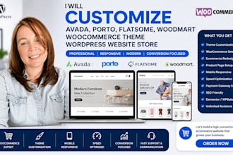 customize avada theme, porto, flatsome, woodmart woocommerce theme wordpress