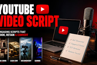 write viral youtube scripts for true crime, cash cow, documentary and channels