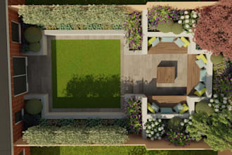 draw a design plan and 3d renders for your garden pool pond driveway balcony