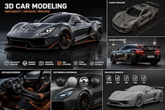 create realistic 3d car models, vehicle design, automotive rendering