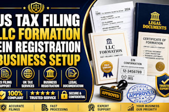 handle US tax filing, llc formation, ein registration and business setup