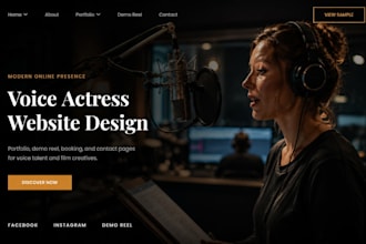 build squarespace voice actress website film script website actress film website