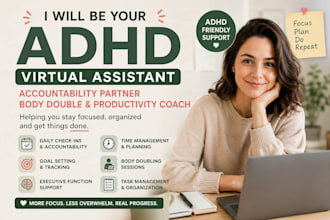 adhd virtual assistant accountability partner body double and productivity coach