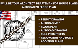 be your architect, draftsman for house plans, autocad 2d floor plan