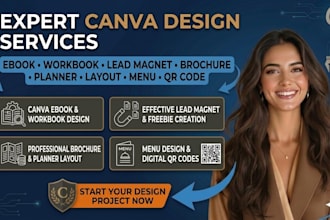 design canva ebook workbook lead magnet brochure planner layout menu qr