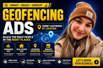 set up converting geofencing ads for local businesses, event promotion, cannabis