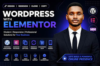 design, redesign, clone, copy wordpress website design using elementor