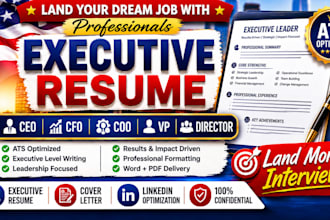 write ats executive resume for CEO, cfo, coo, vp, director, leadership roles