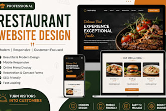 design a modern restaurant website, cafe website or food website