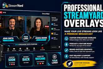 design streamyard overlay pack for professional live stream