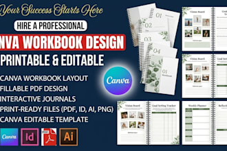 design a professional printable workbook in canva