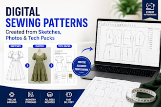 do digital sewing patterns created from sketches, photos, and tech packs