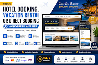 create a hotel booking, vacation rental or direct booking wordpress website