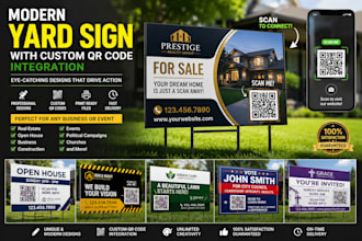 design a modern yard sign with custom qr code integration