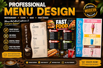 design a professional restaurant menu, cafe menu or price list