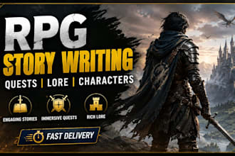write engaging rpg game story, quests, and lore for  your game