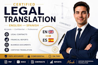 provide certified professional legal translation in english to spanish contracts