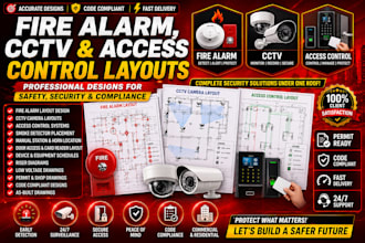 design fire alarm, cctv drawings , access control layouts