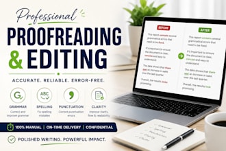 professionally proofread and correct grammar, spelling, and punctuation