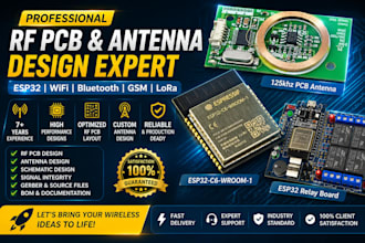 design rf pcb and antenna for esp32, wifi, bluetooth, GSM and lora