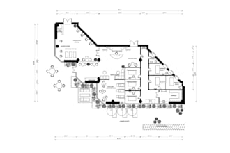 accurate beauty salon plan with furniture layout, design detailed 2d cad drawing