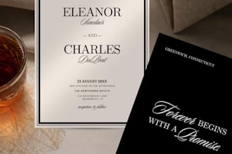 design luxury canva wedding invitation, rsvp and wedding signage