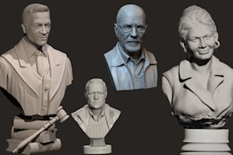 sculpt custom bust realistic 3d head 3d face portrait model stl for 3d printing