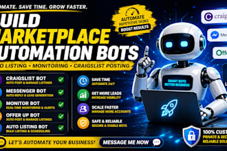 build craigslist bot, messenger bot, monitor bot, offer up bot, auto listing bot