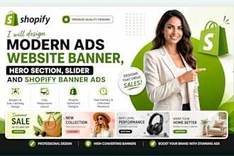 design modern ads website banner, hero section, slider and shopify banner ads