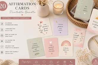 design affirmation cards journal templates printable workbooks party invitations