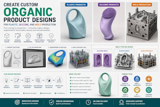 create custom organic product designs for plastic, silicone, and mold production