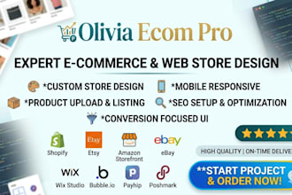 design shopify store etsy shop amazon or ebay store
