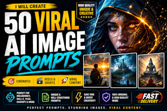 create 50 ultra viral ai image prompts for reels and shorts