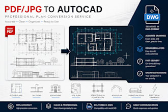 convertiré pdf, boceto de plano, jpg a autocad, cad, dwg