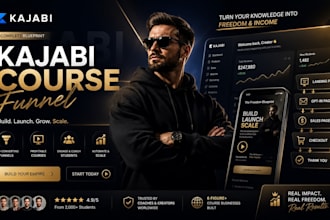 kajabi online course funnel, membership area setup upload courses webinar funnel