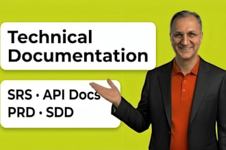 write srs, API documentation, and software technical documentation
