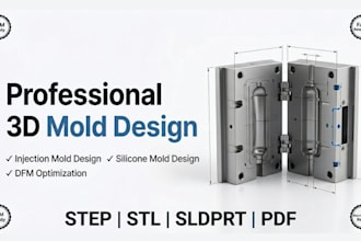 design 3d cad models for injection mold, silicone mold, resin mold in solidworks