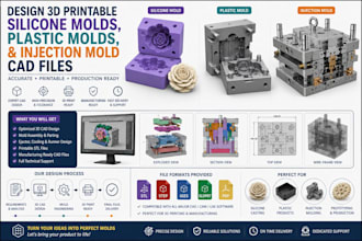 design 3d printable silicone molds, plastic molds, and injection mold cad files