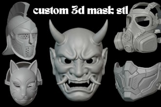 sculpt 3d mask, 3d helmet custom 3d cosplay mask, anime mask oni mask stl file